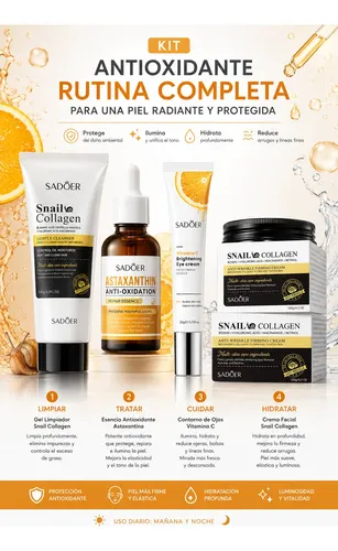 Kit Skincare Rutina Facial Antioxidante Sadoer Arrugas