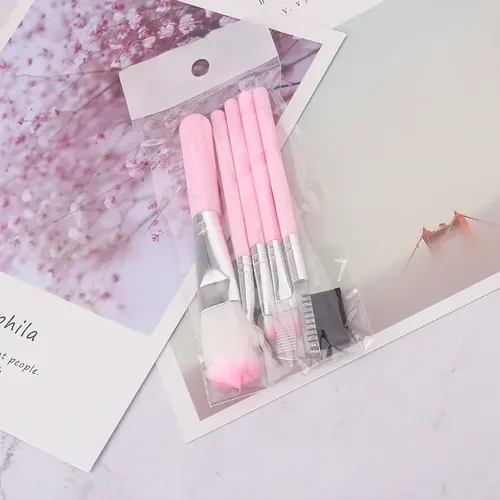 Set 5 Brochas De Maquillaje Suaves Color Rosa Cyfxx