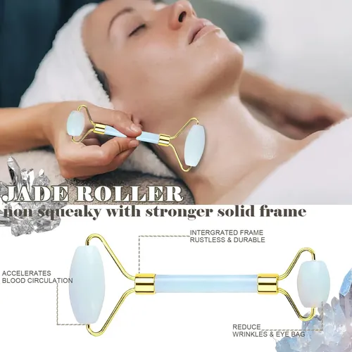 Rodillo Facial Y Gua Sha Werncy Jade Azul