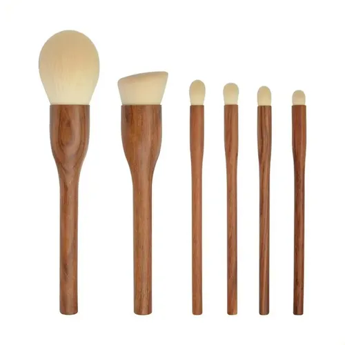 6pcs Sandalwood Makeup Brush For Foundation Blush Blender Bordó