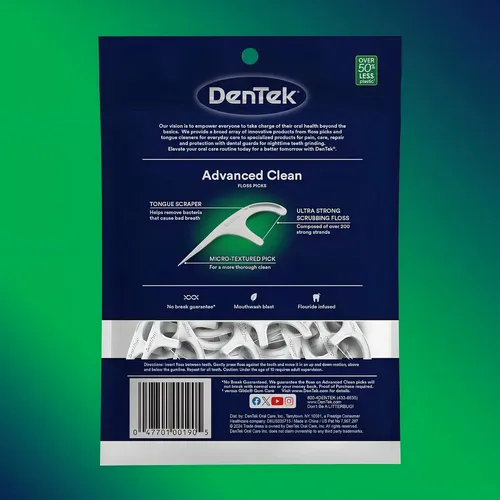 Hilo Dental Flosser Dentek Advanced Clean Con Mango Limpieza Profunda 150 Unidades