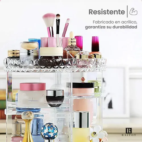 Organizador maquillaje porta cosmetico giratorio acrilico color transparente Raitot