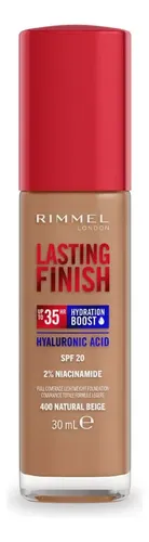 Rimmel Base Lasting Finish 35hr Hydration Boost 500 Toffee Tono 400 Natural beige