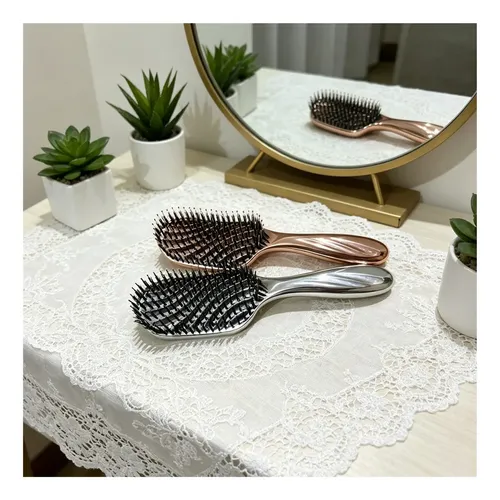 Cepillo Masajeador Cabello Oro Rosa Y Plateado