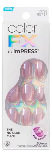 Uñas Press On-kiss Impress Fx Color Rosa Brillos Starry Pink
