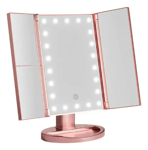 Espejo Inteligente Con Luz Led – Aumento 2x Y 3x Y 10x Marco Rose Gold