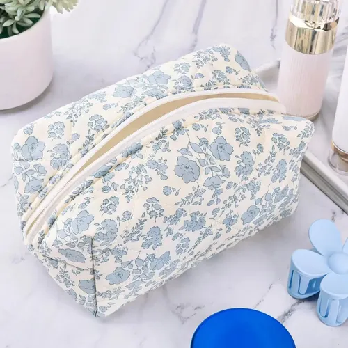 Bolsa De Maquillaje Floral, Bolsa De Maquillaje Acolchada [