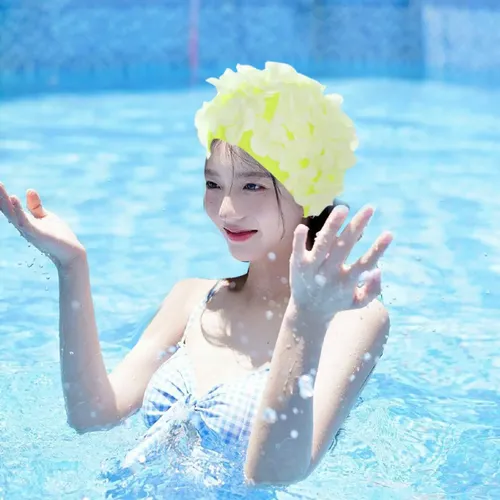 Gorro De Natación De Flores Gorro De Natación Suave Verde