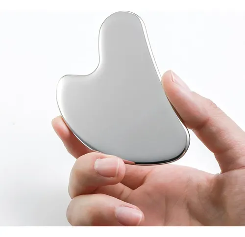 Raspador Gua Sha Acero Facial Y Corporal Color Plata