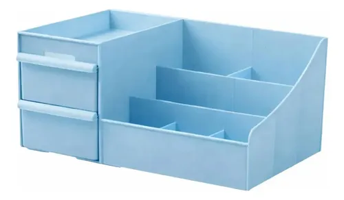 Organizador Maquillaje y Cosméticos Celeste Oh My Shop 7 Compartimientos 2 Cajones