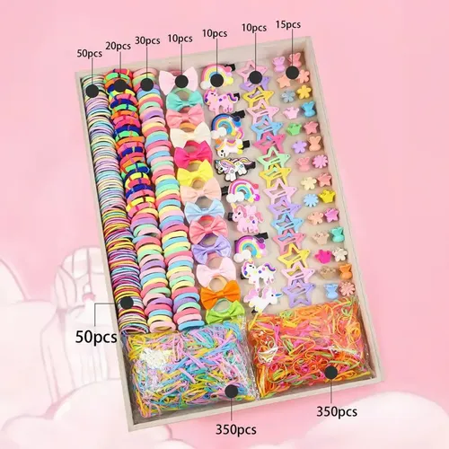 * Set 895 Accesorios For El Cabello Con Ligas Y Broches *