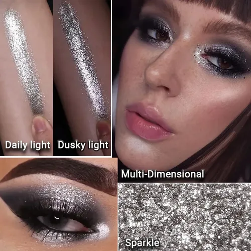 Afflano Sombra Glitter Plateada Gris Plata Intensa