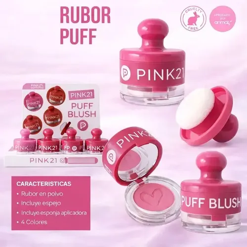 Rubor Puff Blush Rubor Espejo + Esponja – Pink21