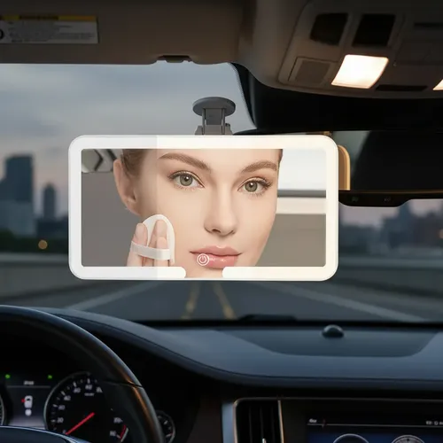 Espejo De Maquillaje De Visera De Coche Con 3 Modos Luz Ledc