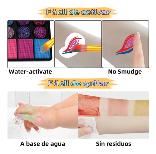 Kit De Maquillaje Pintura Pintacaritas Body Paint Acuarelas