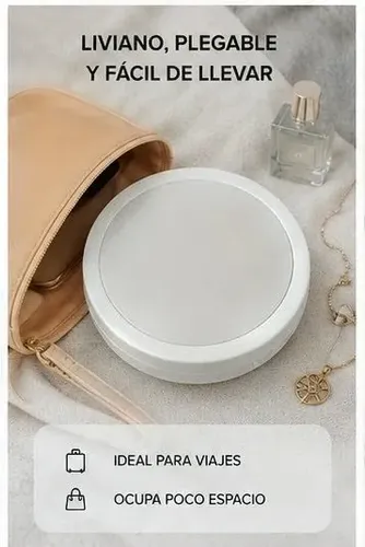 Espejo Maquillaje Con Led Plegable Usb Aumento 10x Doble Faz