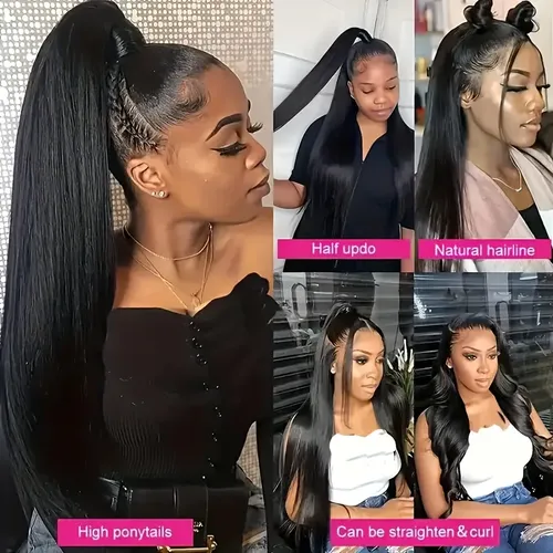 Pelucas De Pelo Humano 360 De Encaje Frontal Hd De Pelo Huma Negro