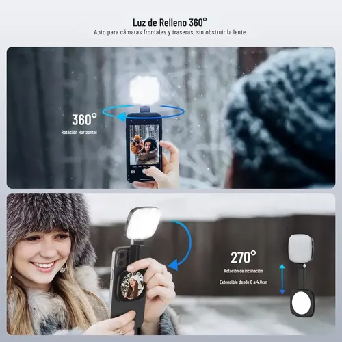 Luz Magnética Para Selfies Neewer Basics Nl48b Espejo Hd Conector Usb-c Con 700lux (cri 95)