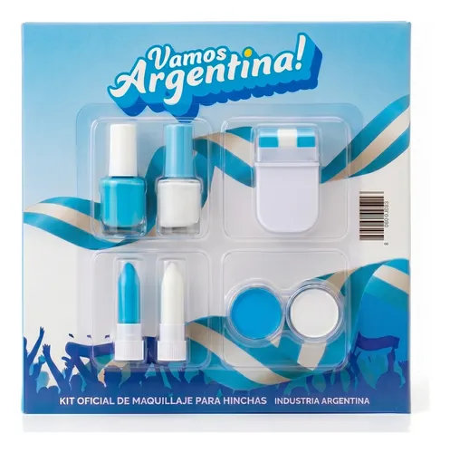 Pintacara Maquillaje Kit X7 Argentina Hincha Labial Esmalte