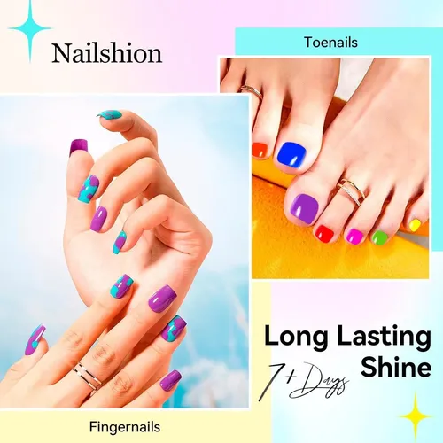 Kit Esmalte De Uñas Nailshion 16 Colores Base Top Coat 10ml