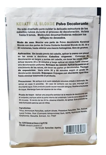 Polvo Decolorante Keratotal Blonde Bellissima 24 Sobres 50gr