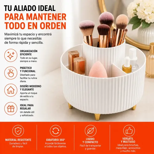Organizador Maquillaje Porta Cosmetico De Brocha Giratorio