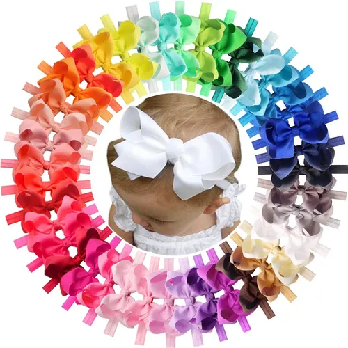 Vinchas Céllot Para Bebés Niñas Con Lazos De Cinta Grosgrain