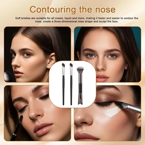 Juego De 3 Pinceles De Maquillaje Boxob Para Contorno Facial