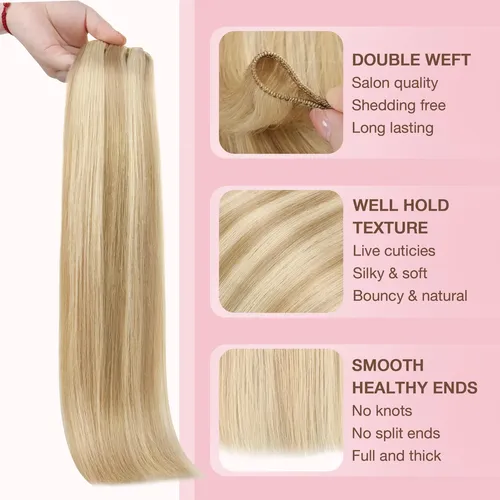 Extension Cortina De Pelo Humano Real 35cm 100g Rubio Oscuro