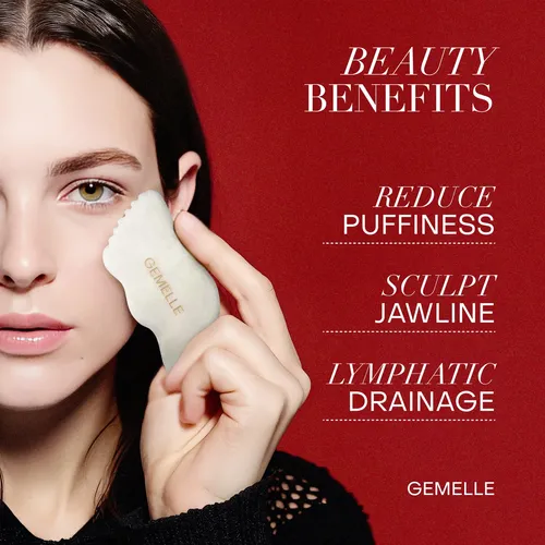 Gua Sha Gemelle Jade Blanco 5 Bordes Masaje Facial Corporal