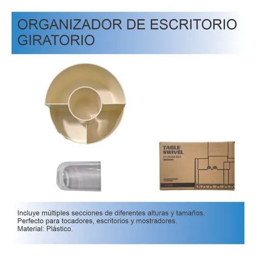 Organizador Escritorio Maquillaje 4 Divisiones Giratorio F