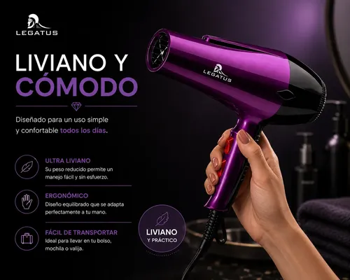 Secador De Cabello 600w Con Aire Frio Y Caliente Ionico Pro