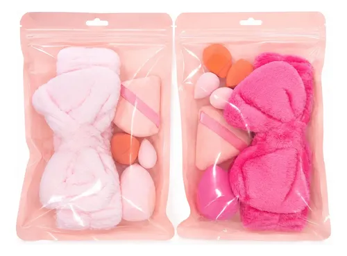 Kit De Maquillaje Con Vincha Moño Y Esponjas Aplicadoras