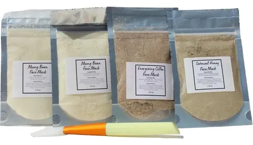 Kit De 4 Mascarillas Veganas Seoul Naturals Con Brocha