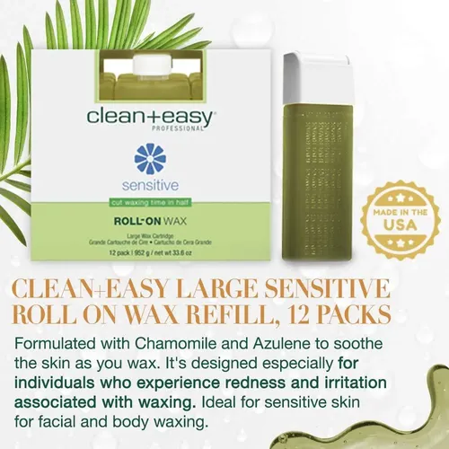 Recambio De Cera Roll-on Clean+easy Large Sensitive 12 Pack
