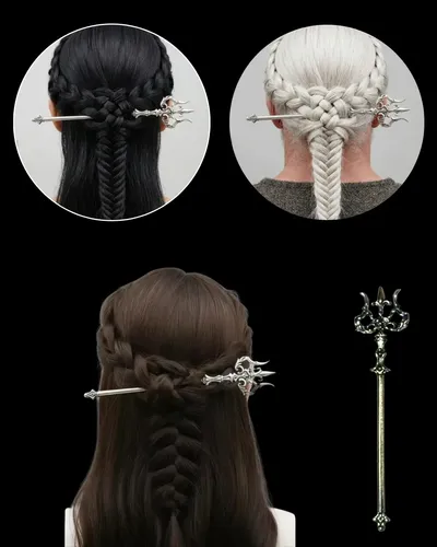 Palito Tridente Metal 15cm Palillo, Moda Look Estilo Unicas