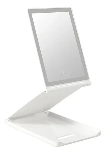 Espejo Para Maquillaje Led Plegable Para Auto, 22cm Blanco