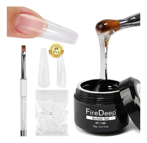 Kit De Gel De Construcción Para Uñas Uv Con Tips Claros Pf