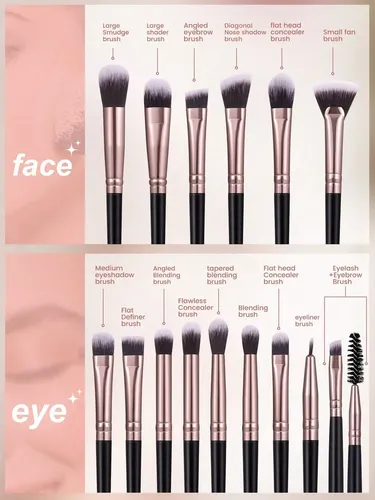 Set 15 Brochas De Maquillaje Sintéticas Ojos Y Rostro Negro