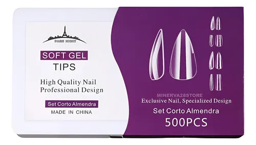 Tips Soft Gel Almendra Cortas Caja X500 Uñas/ Paris Night