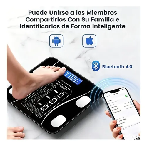 Báscula Inteligente Digital Baño Mide Grasa Muscular Imc Su