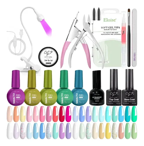 Kit Completo Esmaltado Uv Semipermanente Set Uñas Soft Gel
