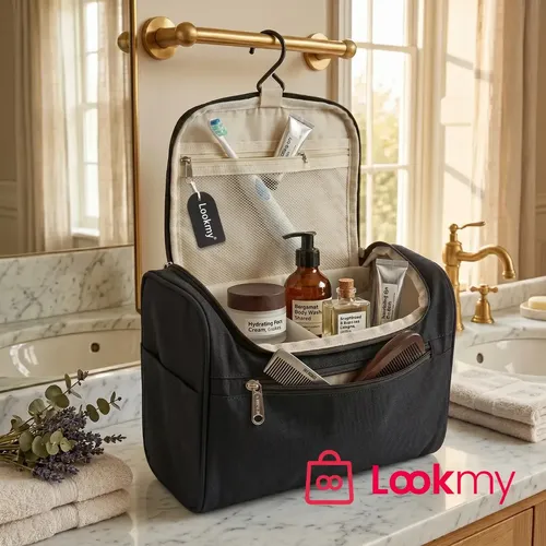 Neceser De Colgar Con Percha Negro Lookmy | Organizador De Cosméticos Y Maquillaje Para Viaje |