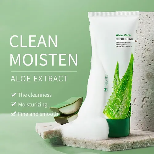 Jabón Facial De Aloe Vera, Limpiador Facial Suave Para
