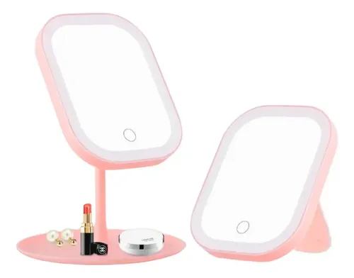 2 Modos En 1 Espejo De Tocador Para Maquillaje Con Luz Led Marco Blanco