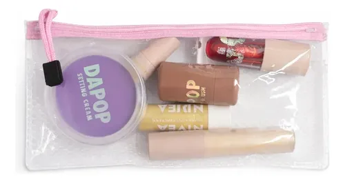 Neceser Transparente Organizador Maquillaje Costura Escolar Rosa Porta Utiles Estuche Plastico Pvc Cierre Reforzado Viaje Transparente