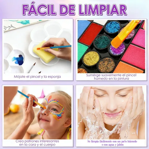 Kit Maquillaje Pintura Cara Pintacaritas Pintura Corporal Ac