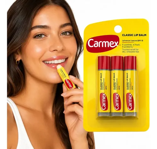 Pack de Bálsamos Labiales Carmex Clásico, con 3 Unidades