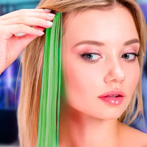Extensiones Clip Cabello Pelo Sintetico Mechon Colores X6