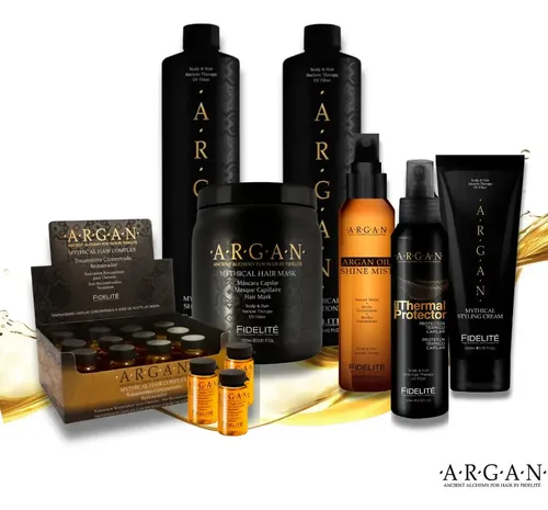Kit Capilar Fidelité Argan Antifrizz: Shampoo, Acondicionador, Máscara, Brillo